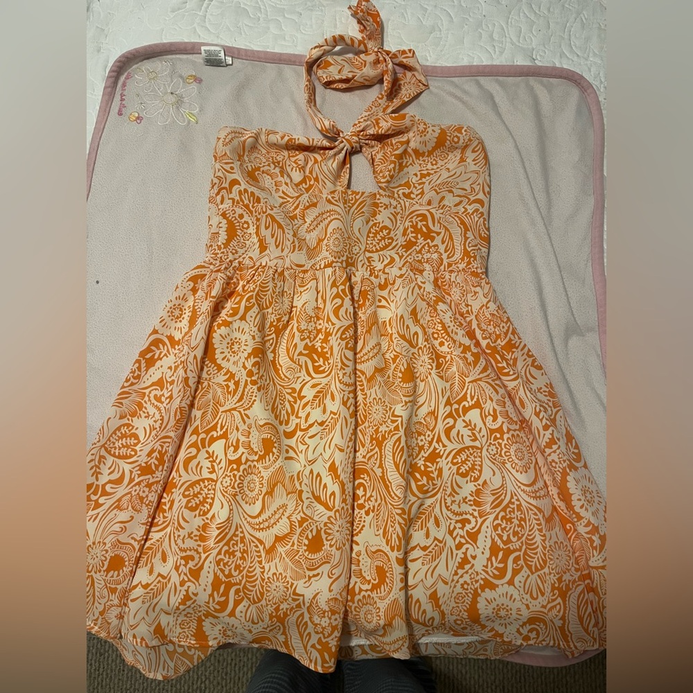 Orange and White Floral SHEIN Dress